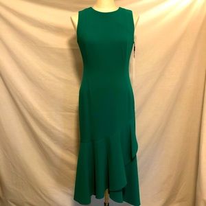 Calvin Klein: NWT: green sheath w/flared hem